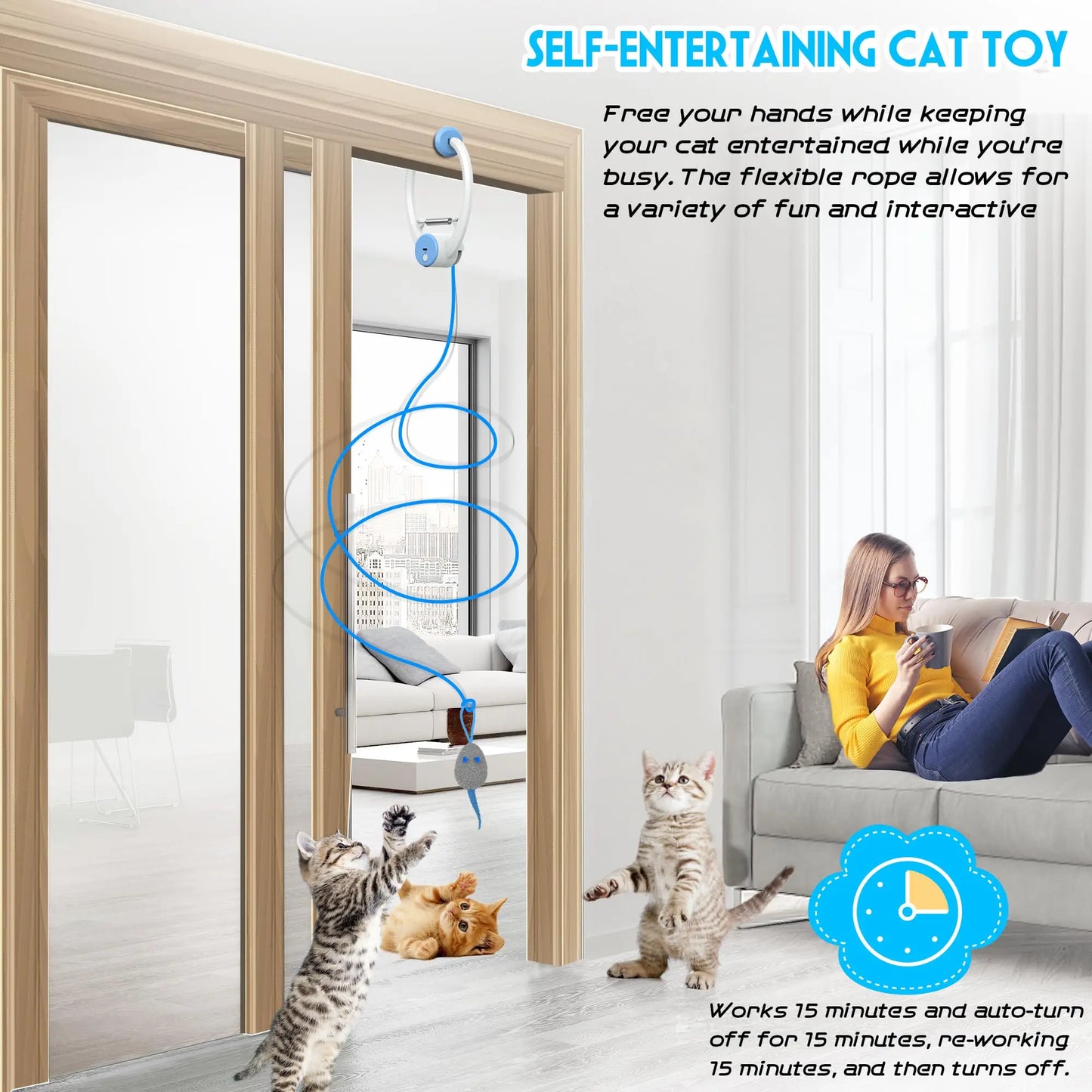 Door Hanging Auto-Rebound Cat Toy