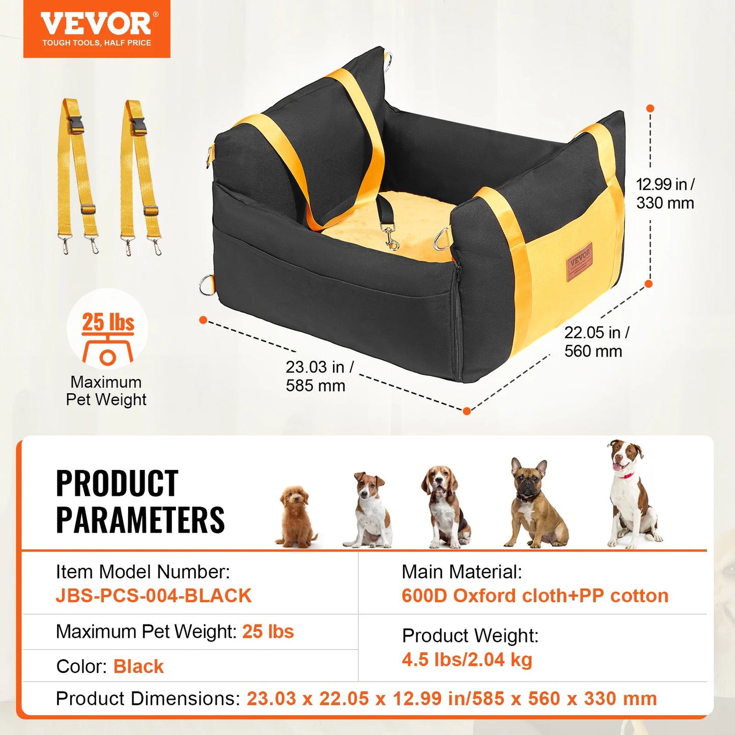 Dog Car Seat Waterproof with Clip-On Safety Leash PP