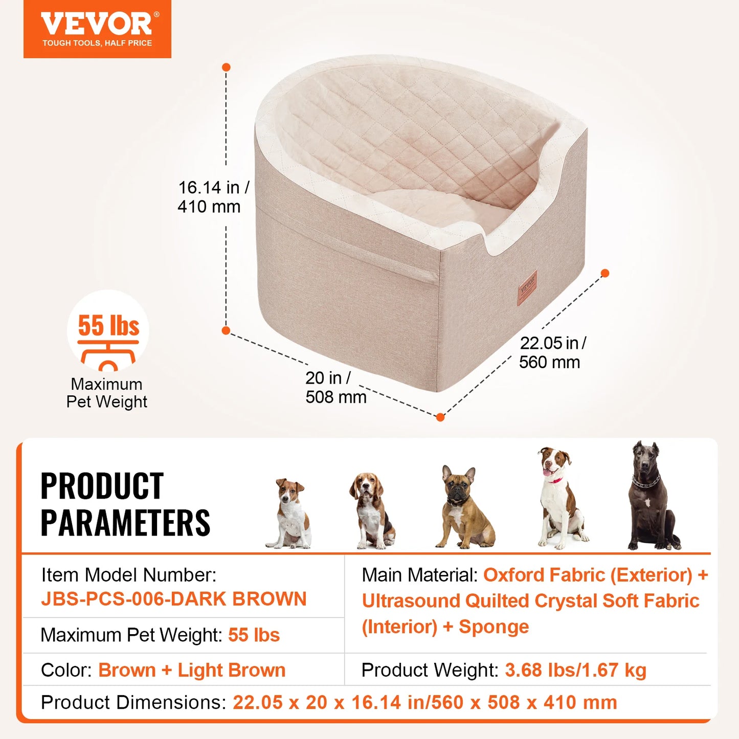 Dog Car Seat Waterproof with Clip-On Safety Leash PP