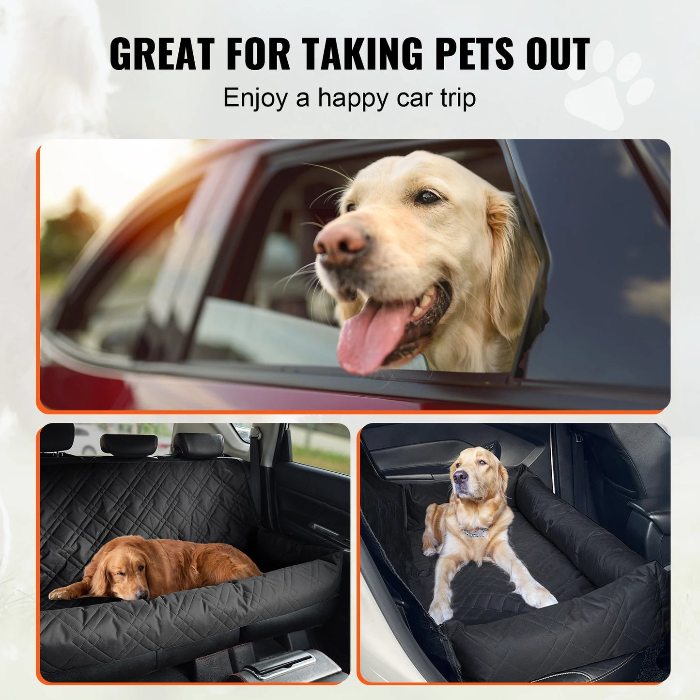 Dog Car Seat Waterproof with Clip-On Safety Leash PP
