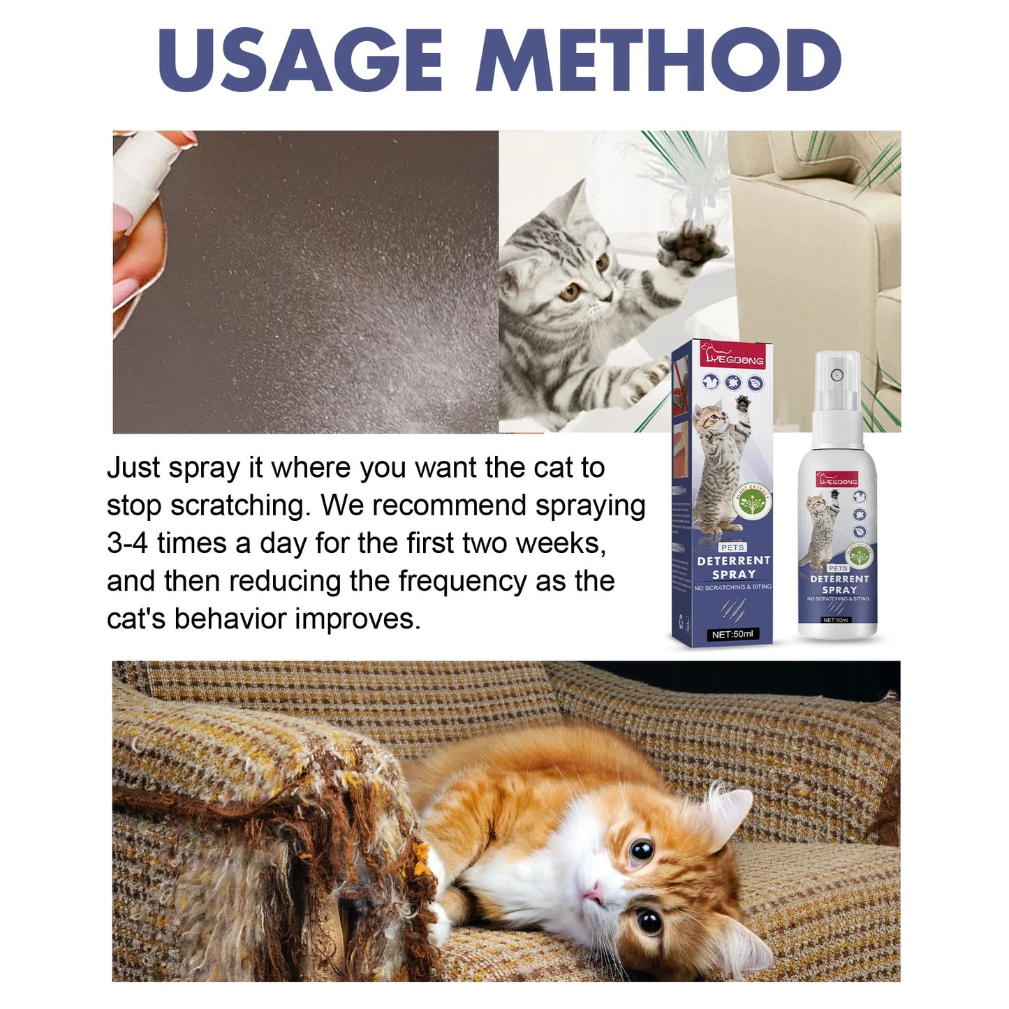 Cat Scratch Deterrent Spray Natural Scratching Training Aid