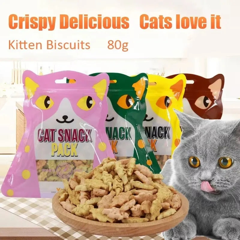 Cat Biscuits Salmon , Chicken ,Tuna Easy To Eat Digest Crispy Catnip