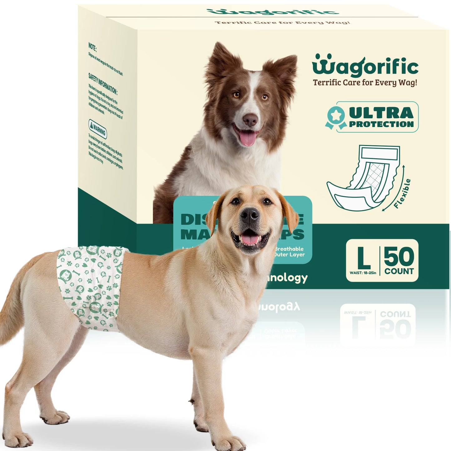 Disposable Dog Diapers - Super Absorbent & Leakproof with Wetness Indicator for Male/Female Puppies