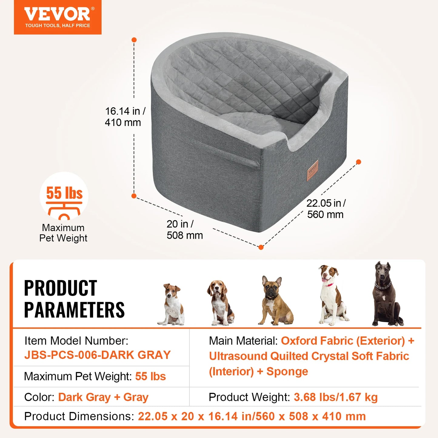 Dog Car Seat Waterproof with Clip-On Safety Leash PP