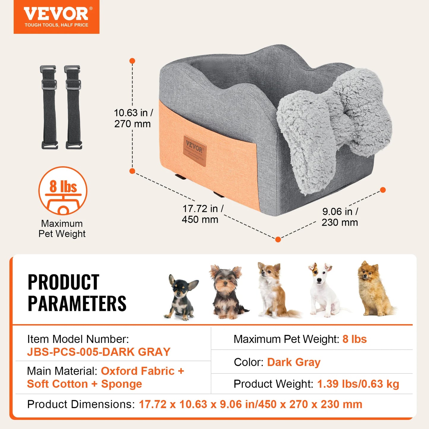 Dog Car Seat Waterproof with Clip-On Safety Leash PP