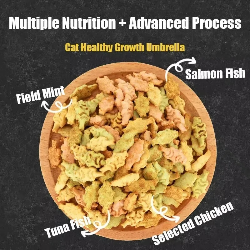 Cat Biscuits Salmon , Chicken ,Tuna Easy To Eat Digest Crispy Catnip