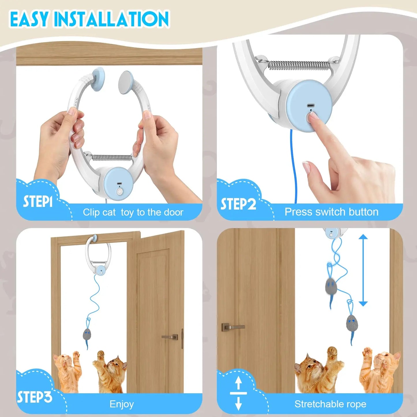 Door Hanging Auto-Rebound Cat Toy