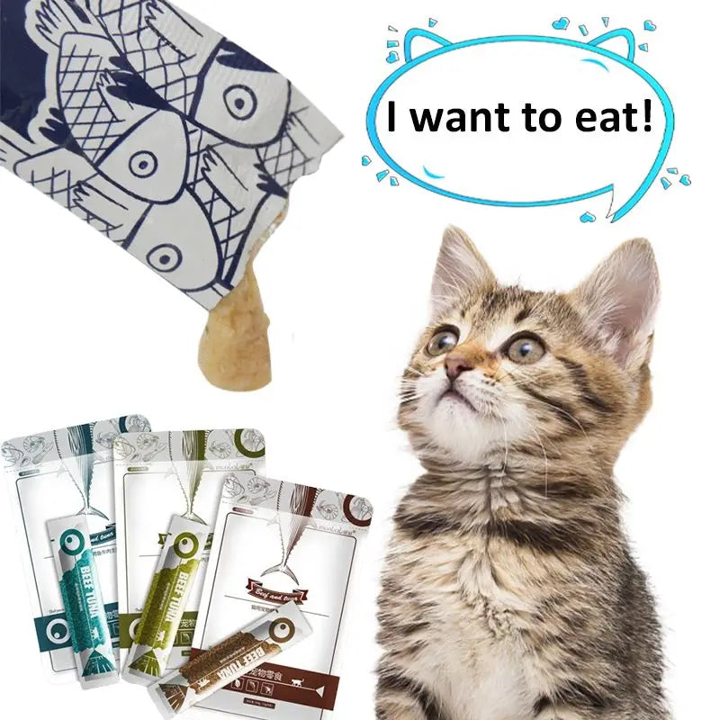 Cat Strips 13gX8PCS Wet Food Pet Cat Snacks Cod Tuna Beef Supplement Protein DHA Make Hair Beautiful