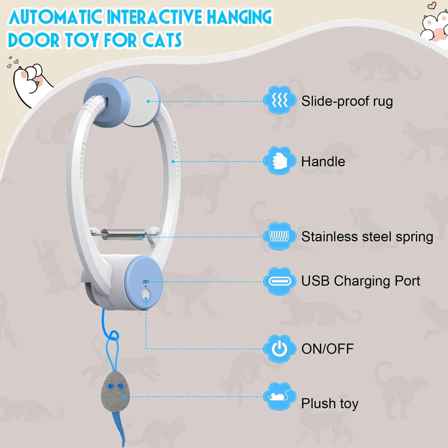 Door Hanging Auto-Rebound Cat Toy