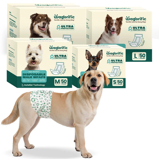 Disposable Dog Diapers - Super Absorbent & Leakproof with Wetness Indicator for Male/Female Puppies