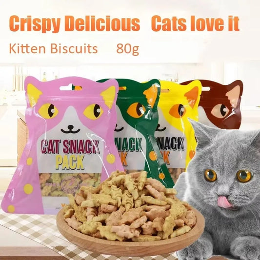 Cat Biscuits Salmon , Chicken ,Tuna  Easy To Eat Digest Crispy Catnip