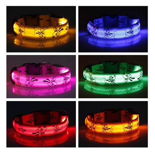 Nylon LED Dog Light Collar Cat Night Safety Flashing Glow Dark Electric Pets Head Chain for Small Middle Chihuahua Pug Apparel
